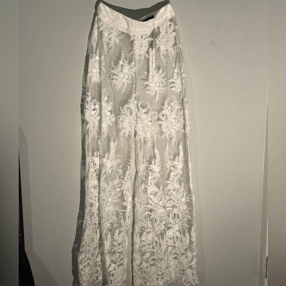 White Lace Swimsuit Coverup Pants